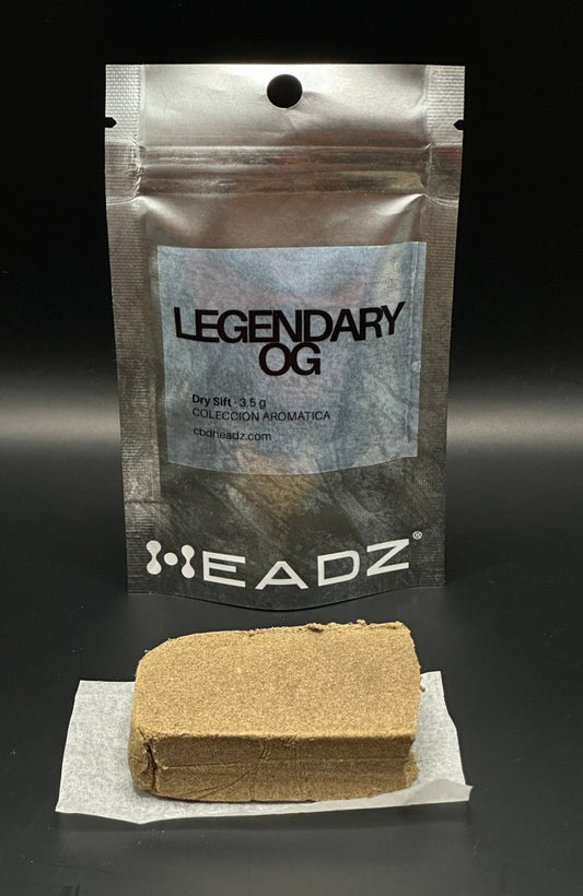 Dry Sift CBD Legendary OG en tableta con bolsa HEADZ